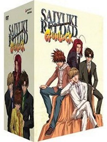 Saiyuki Reload Gunlock (Vol. 1) + Collector's Box featuring the Sanzo-ikkou. You'll notice that Gojyo's hair is redder in this season when compared to how he looked in Gensomaden Saiyuki wherein his hair was more of a pinkish red