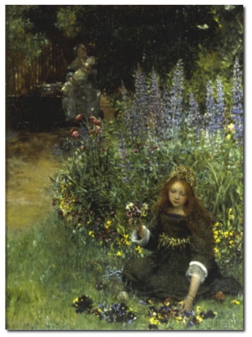 Gathering Pansies, 1902-03 by Laura Teresa Alma-Tadema  