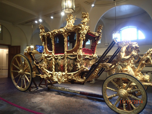 The Coronation Stagecoach on the Royal Mews tour at Buckingham Palace