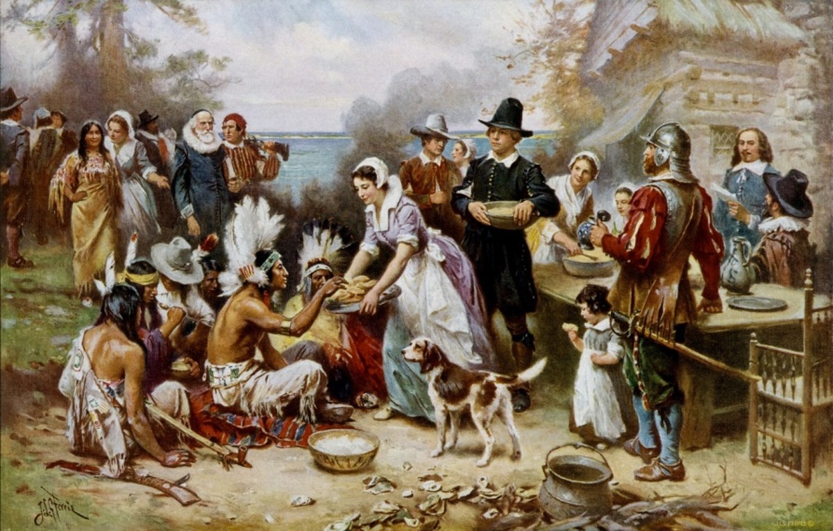 The First Thanksgiving in 1621, by JLG Ferris 1912