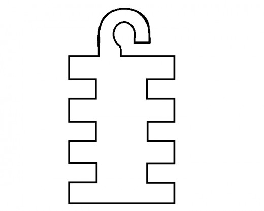 Rough template for a cardboard ribbon hanger