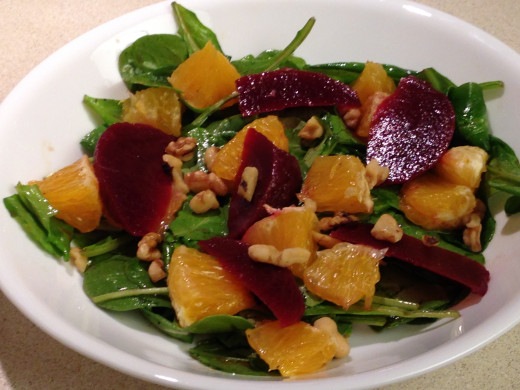 Spinach Salad with beets and oranges