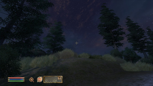 The compass shows the location of nearby landmarks, even those the player has yet to discover.