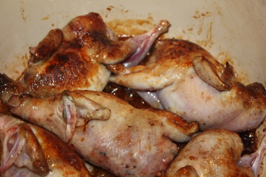 The quails, roasted