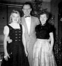 Cousin Joan, Uncle Bob, Aunt Marion - Christmas at Billie's Mom and Dad's apartment, 1956 ???