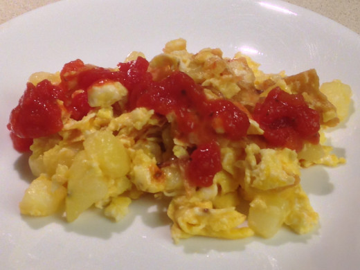 Migas made with thick, on-site cooked restaurant tortilla chips