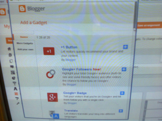 Blogger Gadgets list