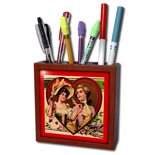 Sandy Mertens Vintage Valentine Designs Tile Pen Holder Page - See Link in the intro text