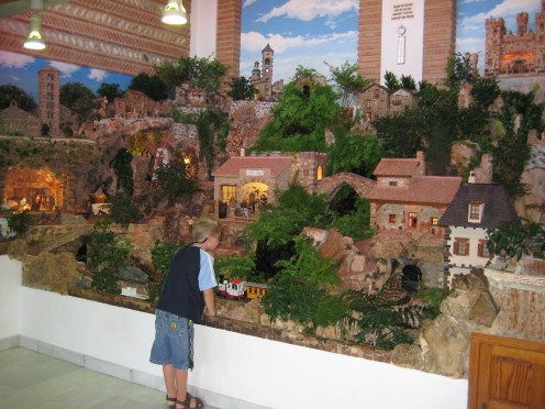 My grandson looking at the giant scale model of "Ciudad-Belen" 