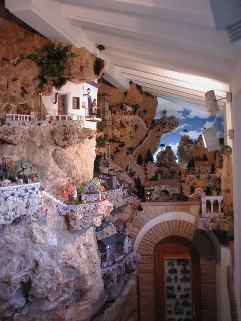 Scale models built into the rock face