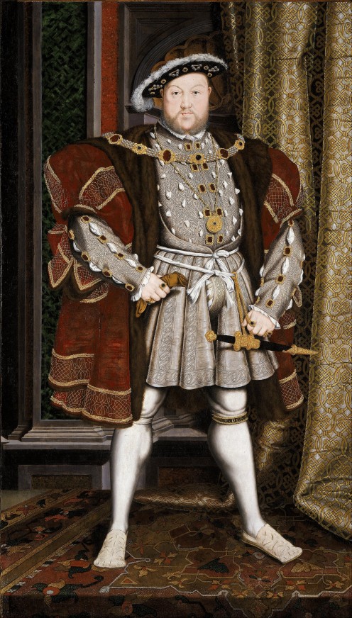 "Workshop of Hans Holbein the Younger - Portrait of Henry VIII - Google Art Project" by Workshop of Hans Holbein the Younger 1497/8 (German)Details of artist on Google Art Project - eAHC0d0WiemXSA at Google Cultural Institute, zoom level maximum. Lic