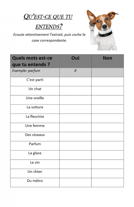 French listening activity for Amélie