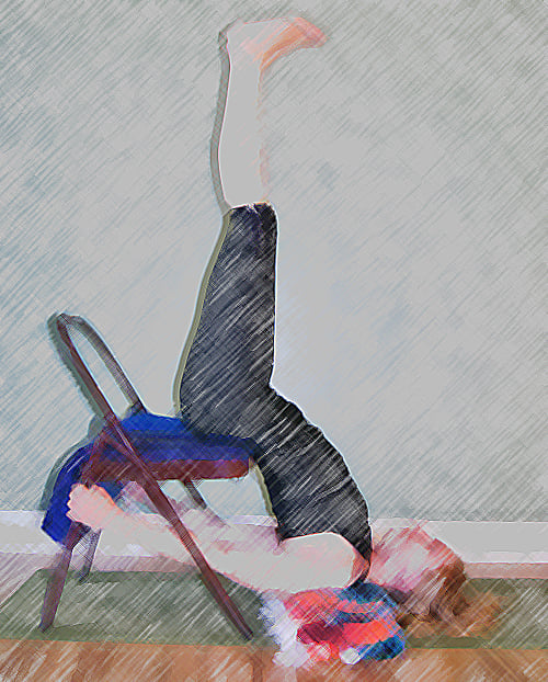 Final pose - shoulderstand in chair