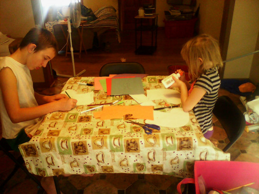 Homeschooling at its best. YAY for art time.