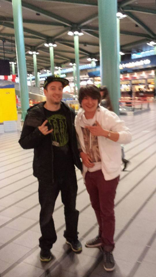 Jeff Abel (Excision) with Dion Timmer. Low quality picture, but this is the only one on the internet of the two of them!