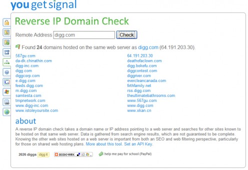 Shows other websites hosted on the same server.