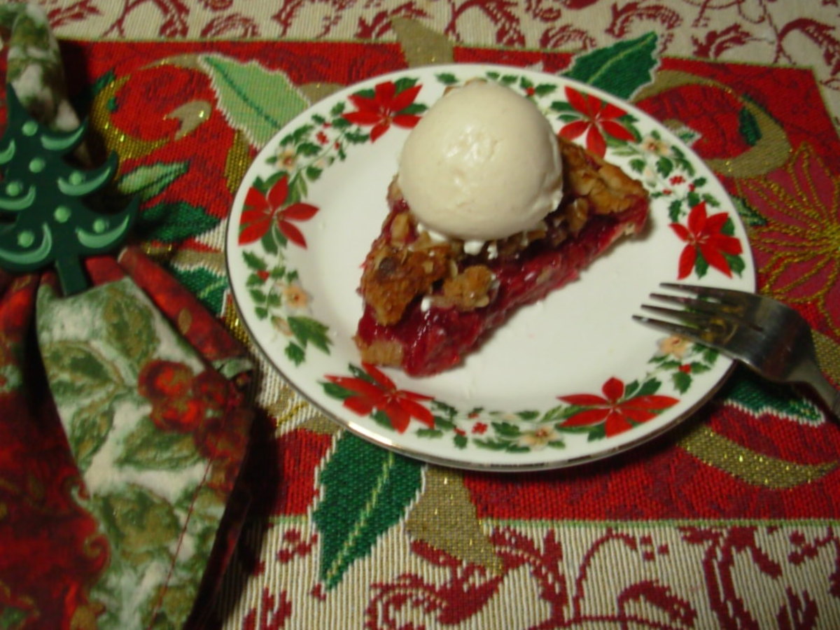 Cranberry cherry pie is wonderful at Christmas time served with a scoop of vanilla ice cream.