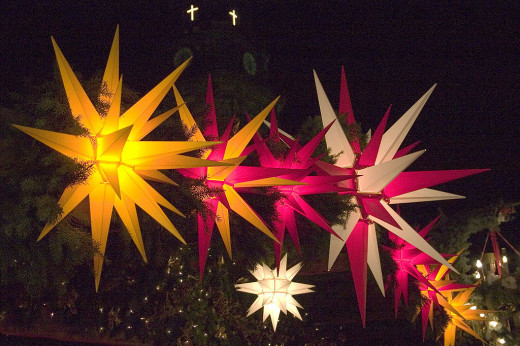 Display of Moravian Stars at Christmas.