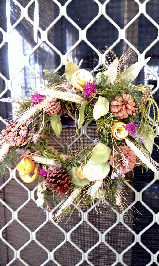 Home-made garden wreath
