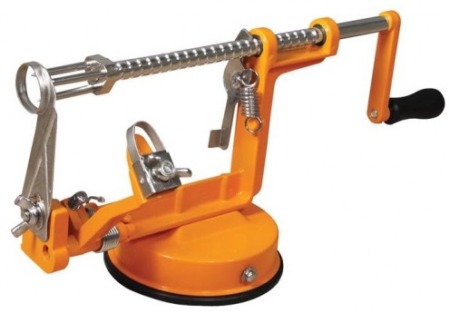For peeling a lot of apples, the Weston Apple Peeler is great! It has a suction cup base that keeps the unit in place while the adjustable stainless steel blade does the peeling. It is great for apples, potatoes, and pears!