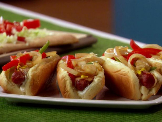 Here we have fully loaded bacon wrapped hot dogs that are so very delicious. 