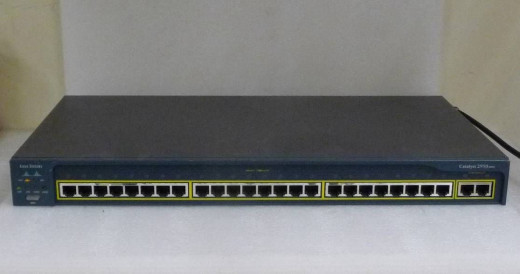 A regular, plain-Jane Cisco 2950 looks JUST like this... just MINUS the additional 2 Ethernet ports on the far Right End.
