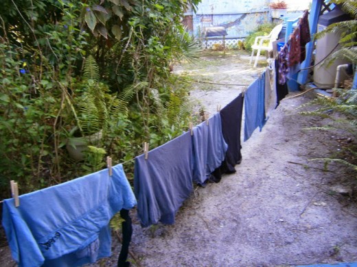 This is the clothes line I use instead of a clothes dyer.  It is low because I am so short!
