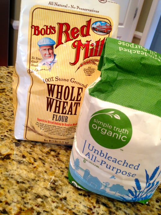 Combine whole wheat flour with all-purpose white flour to add healthy fiber without changing the bread texture or flavor.
