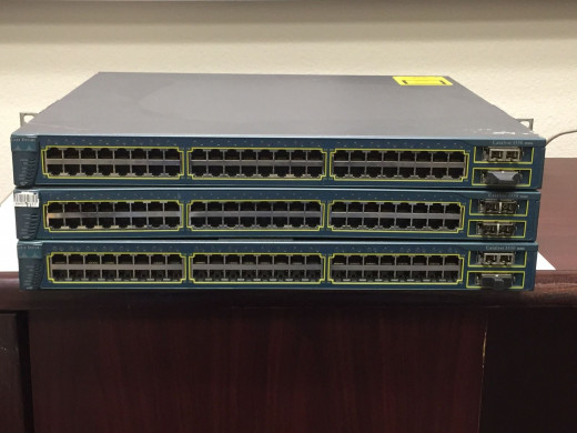 Here, as a managed stack, the 3550 has several GBIC ports available.  It's heyday is over, and is relegated to the realms of training or small business. 