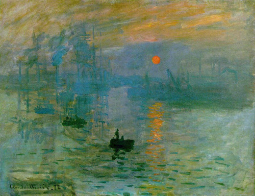 Impression, soleil levant (Impression Sunrise) 1872 by Claude Monet - this is the painting that gave rise to the term "Impressionism"