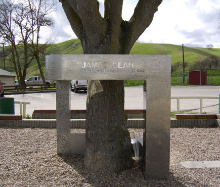 James Dean Memorial in California. Dean was killed near this tree.