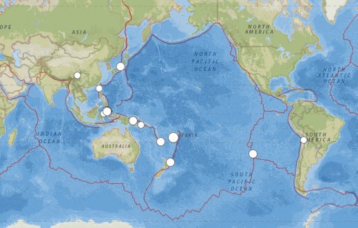 5.8 magnitude or larger worldwide earthquakes for the month of November 2014.