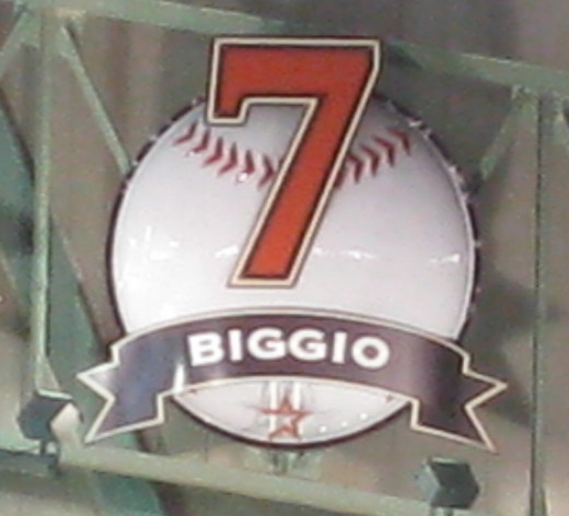 Craig Biggio's retired number at Minute Maid park. 