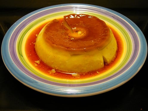 This flan is an egg custard topped with soft caramel.