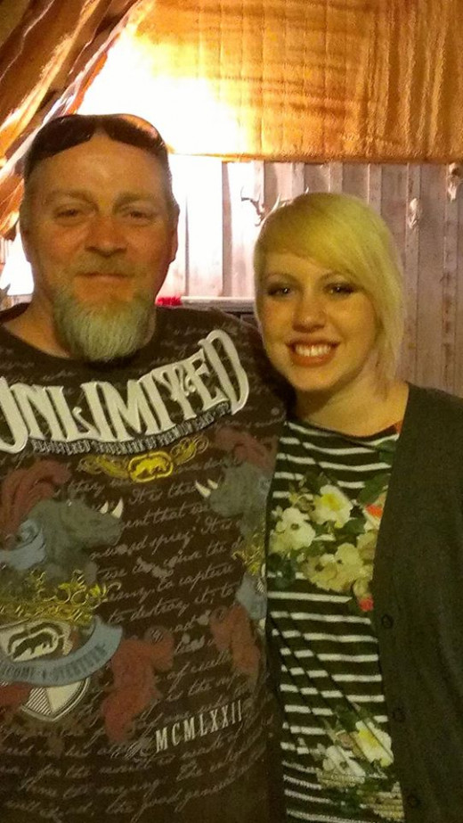 My father and I at Thanksgiving, 2012. Thanksgiving meal was held in the same barn that possessed the peephole I spied into as a second grader. 