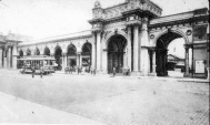 This third station building was opened a year after the City purchased Villa Park and changed it to Olentangy Park. This Union Station survived the Park by 38 years. an old streetcar sits out front in this image. Only the large arch was saved in 1976