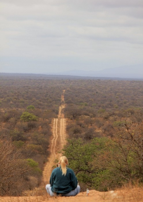 A view across the Lowveld, with Polly taking a break from a game drive.