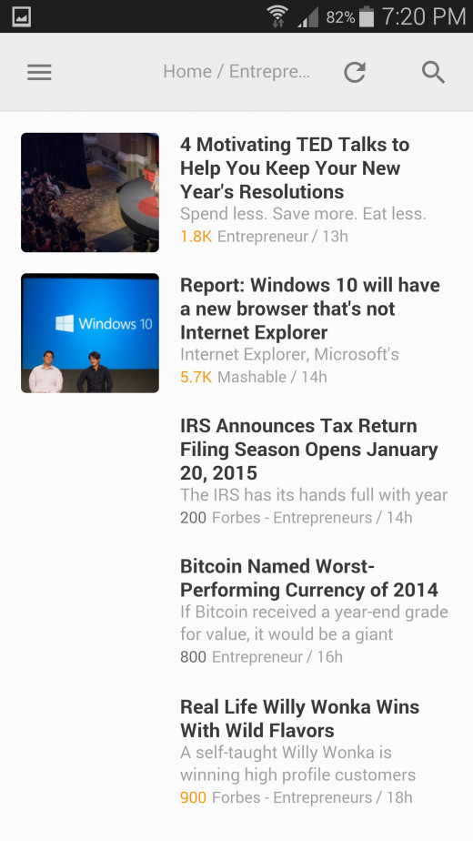 Preview of feedly interface.