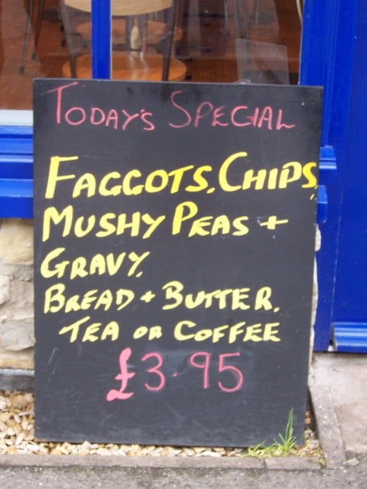 A menu selection in England that you would NOT find in the States!