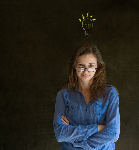  Bright Idea Lightbulb Thinking Business Woman Photo 