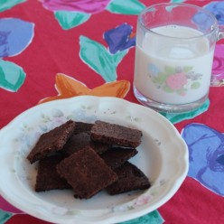 Chocolate Snaps with cold Almond Milk