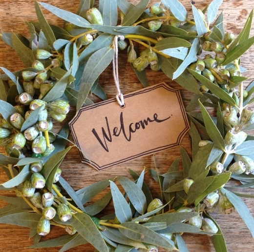 A lovely Australian wreath with gumnuts and eucalyptus