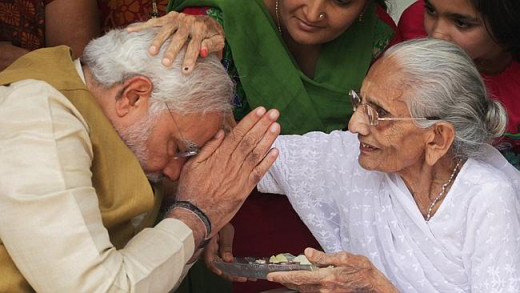 Modi Taking Blessing of His Mother