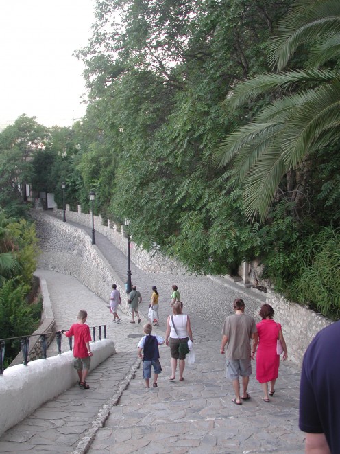 Looking back from the ‘Portal de San José’ at the walk up to it.