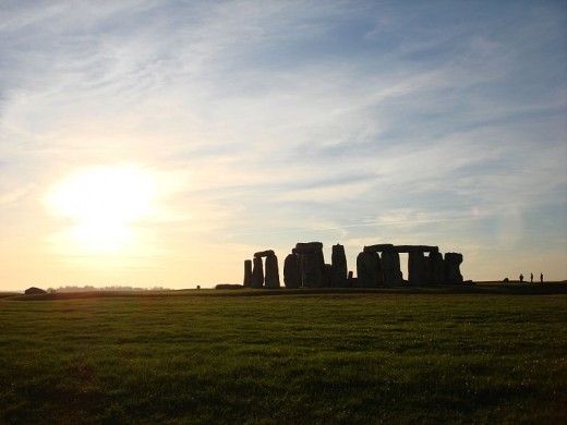 A bright sunset at Stonehenge.  The light is so beautiful! 