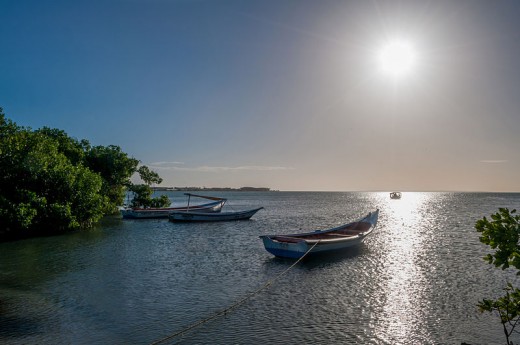 This picture looks almost like a piece of art to me, especially from a distance.  I love the light and boats.  Taken at El Guamache Bay, Margarita island