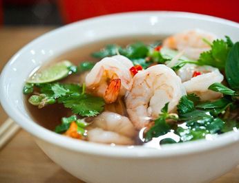 Bowl of tasty shrimp pho