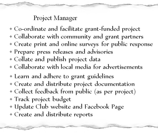 Here is a list of duties from my time as a Project Manager with a non-profit group.