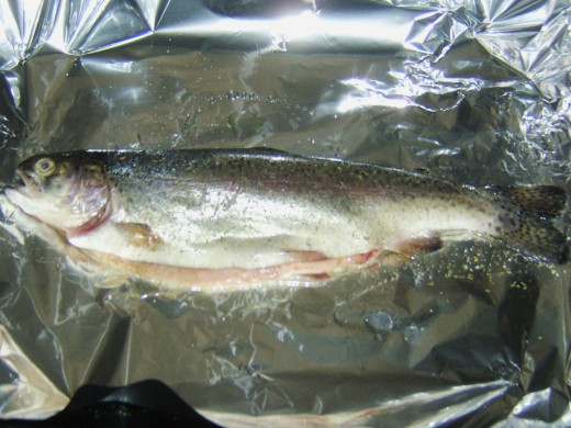 Seasoned trout is ready for wrapping and baking