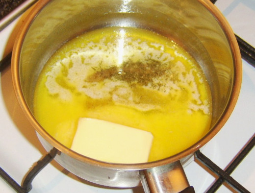 Melting butter with dried dill